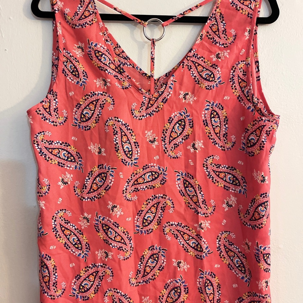 Paisley Print Sleeveless Top - Pink Size 12
